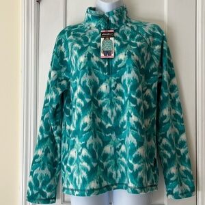 NWT Polar Fleece 1/4 Zip Jacket Top‎ Women’s Small Turquoise Ikat Print Camping